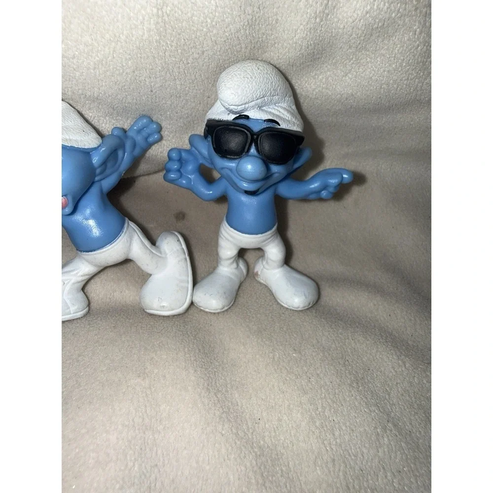 Lot 3 Smurfs 2013 McDonalds Happy Meal Toy Clumsy Smooth Farmer Miniature PVC